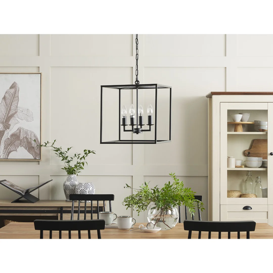 Metal 4 Light Pendant Lamp Black WANCHET