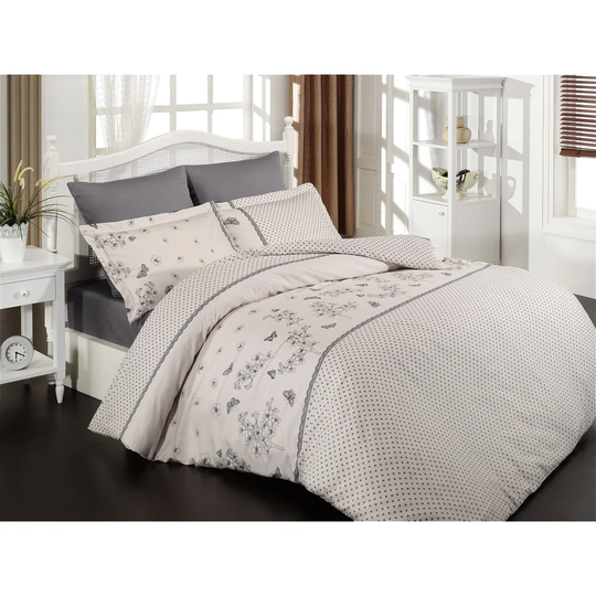 Dalessandro Grey 100% Cotton 210 TC 6 Piece Duvet Cover Set