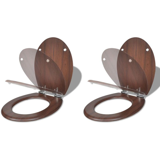 Toilet Seats with Soft Close Lids 2 pcs mdf Brown VDTD18796 - Topdeal