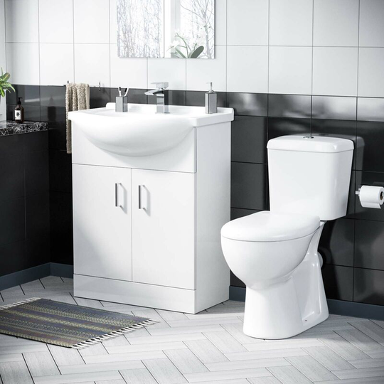 Neshome - 650 mm Basin Vanity Sink Unit & Back To Wall Toilet Suite | Memphis