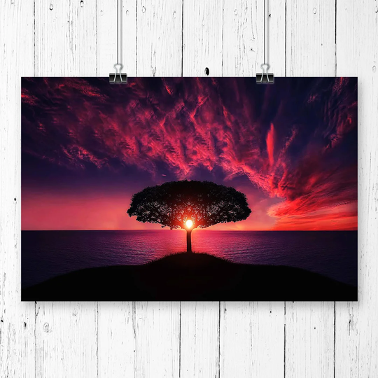 "Lone Tree Purple Sunset" Graphic Art