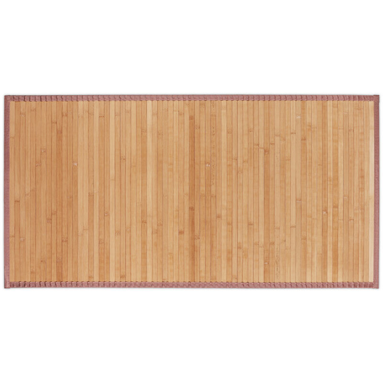 Natural Bamboo Bath Mat, Moisture-Resistant, Textile Border, Bathtub Rug , 61 x 122 cm - Relaxdays