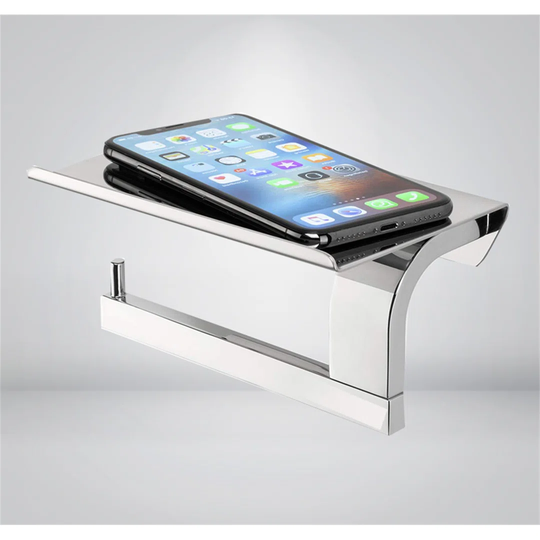 Simonetti Wall Mounted Toilet Roll Holder with Phone Shelf
