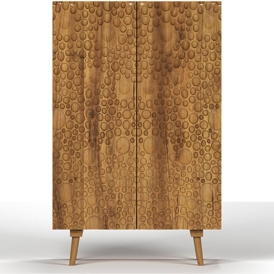 Privatefloor - Storage cabinet in vintage style - wood - Buble Natural wood Solid wood, mdf, Mango wood - Natural wood