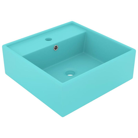 Luxury Basin Overflow Square Matt Light Green 41x41 cm Ceramic vidaXL - Green