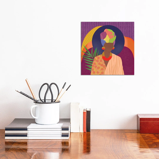 Black Woman In Headwrap - Wrapped Canvas Painting