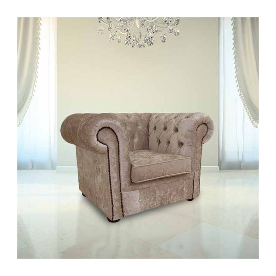 Chesterfield Low Back Club ArmChair Senso Oyster Velvet Fabric