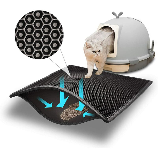 Perlerare - Cat Litter Mat Cat Litter Tray, Waterproof Non-Toxic eva, Double Honeycomb Design (45*60cm, Black)