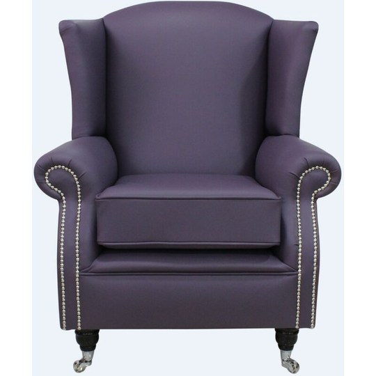 Southwold Wing Chair Fireside High Back Leather Armchair Amethyst Purple Leather