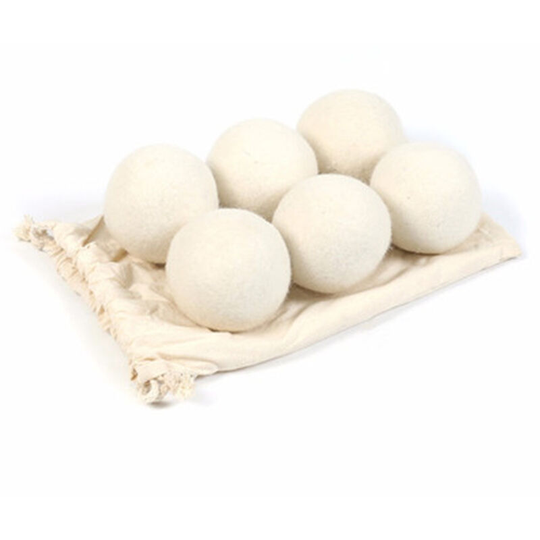 6 Pack Wool Dryer Balls , Organic Natural Wool for Laundry, Fabric Softening - Anti Static, Baby Safe, No Lint, Odorless and Reusable