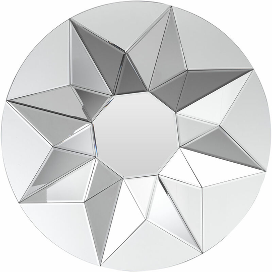 Premier Housewares 3D Round Shaped Wall Mirror For Garden And Bedroom MDF Reflective Bathroom Mirrors Wall Mounted Contemporary Geometric Design