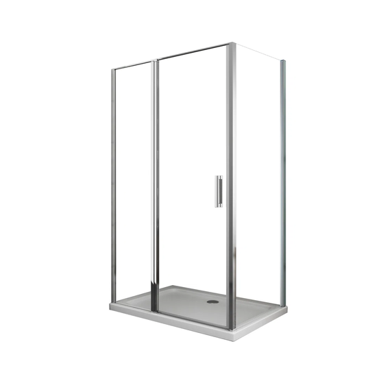 Corner Shower Enclosure Fixed Wall And Door Hinged And Fixed In Line Glass 6 Mm Reversible Size Fixed 96,5-99 Door 137-140 (35+65)