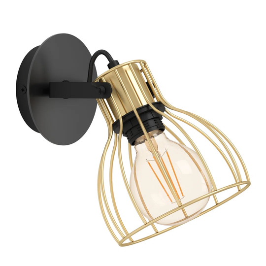 Bryna 1 - Light Brushed Brass/Black Wall Spotlight
