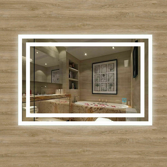 Aica Sanitär - led Bathroom Mirror with Light Touch Switch Demister Pad Mains Power Mirrors Vertical & Horizontal 1000x600mm