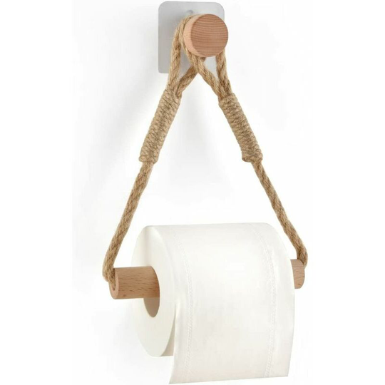 Wooden Rope Bathroom Paper Holder RusticSelf Adhesive Toilet Paper Holder Toilet Paper Holder Towel Ring
