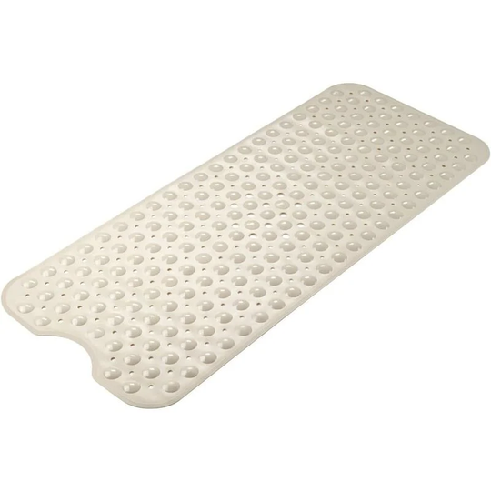 40 x 16In Non-Slip Shower Mats with Suction Cups and Drain Holes, Machine Washable, Beige