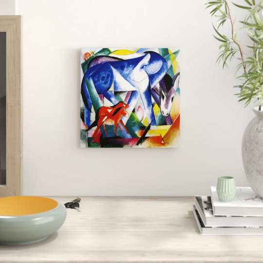 'Fighting Forms Donkeys' by Franz Marc Painting Print