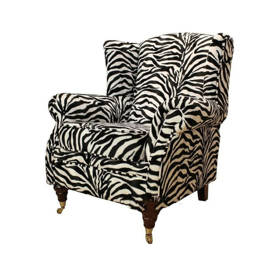 Wing Chair Fireside High Back Armchair Zebra