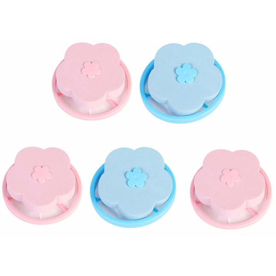 5pcs Linen Bags, Animal Hair Cleaning Tool, Animal Hair Washing Machine, Floating Net Hair Filter Cleaning Tool, Random Color