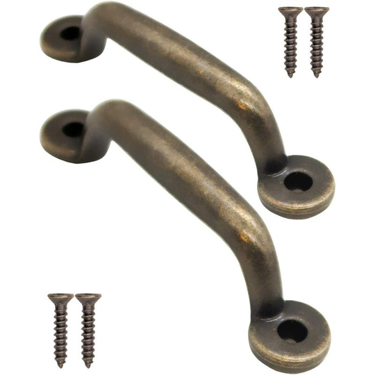 Perlerare - Set of 2 Antique Drawer Pulls, Antique Bronze Design, for Cabinet Doors, Chest of Drawers, Kitchen Chests, Sideboards, 89 x 22 mm