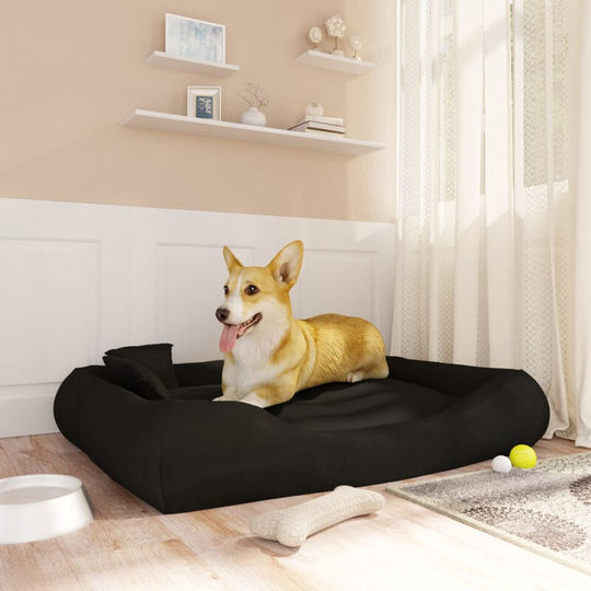 Dog Cushion with Pillows Black 115x100x20 cm Oxford Fabric