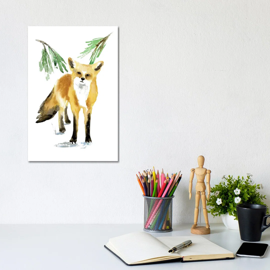 Snowy Fox II by Annie Warren - Wrapped Canvas Graphic Art