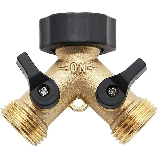 Heavy Duty Solid Brass Garden Hose Splitter, 2 Way Connector for Outdoor Faucet