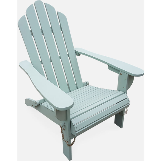 Wooden garden armchair - Sage Green Adirondack Salamanca - Eucalyptus, retro terrace chair, folding beach chair - Sage green