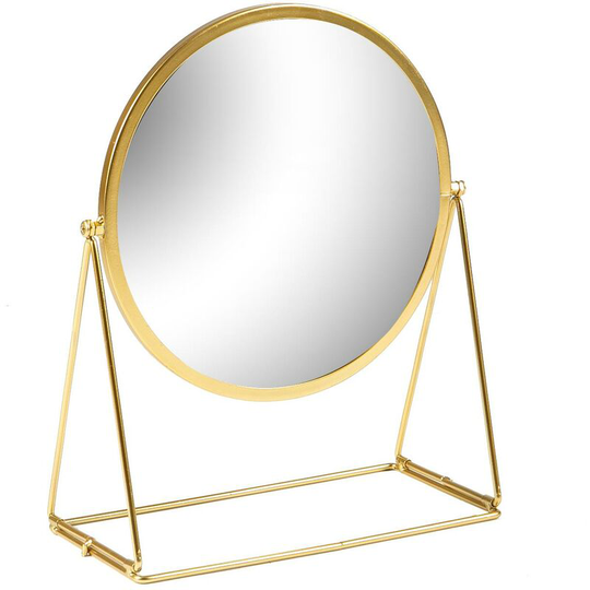 33 x 35cm Round Makeup Mirror - Gold - Harbour Housewares