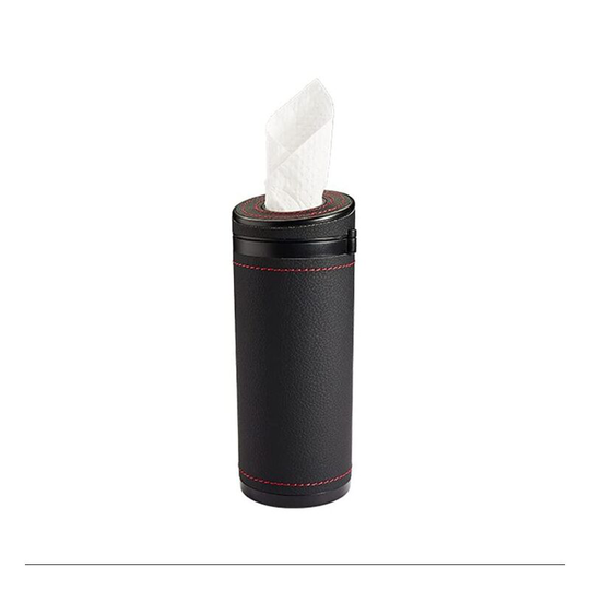 Sunflowergb - Tissue Car Cup Holder, Universal pu Leather Tissue Dispenser Paper Tissue Box Multipurpose Cylinder Towel Holder for Car Office,Black
