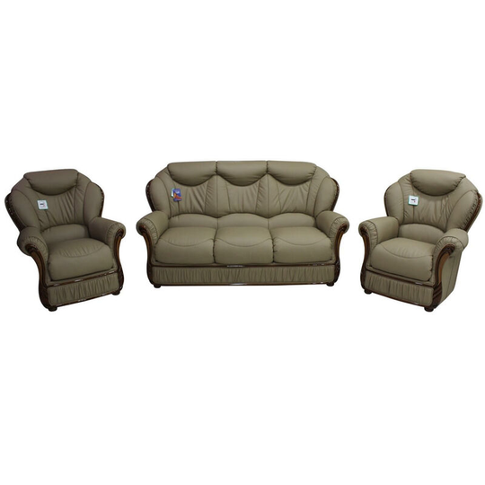 Turin 3 Seater + Armchair + Armchair Italian Coffee Milk Leather Sofa Suite Offer