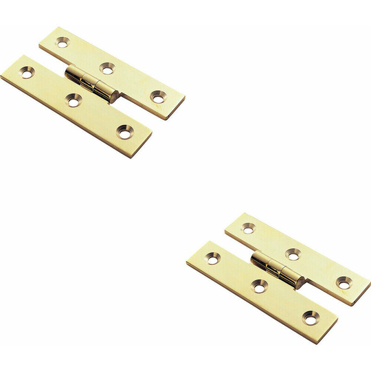 2x pair 63 x 38 x 2mm h Pattern Cabinet Hinge Polished Brass Cupboard Door