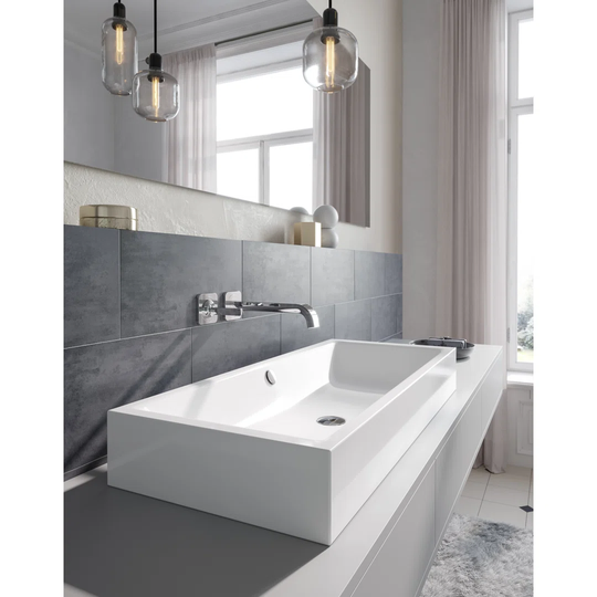 Puro Black Steel Enamel Rectangular Bathroom Sink with Overflow