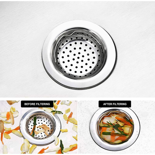 Stainless Steel Sink Strainer, Drain Sink Strainer Protector 11cm Screen Basket with Handle for Bathroom, Kitchen 2 Pieces