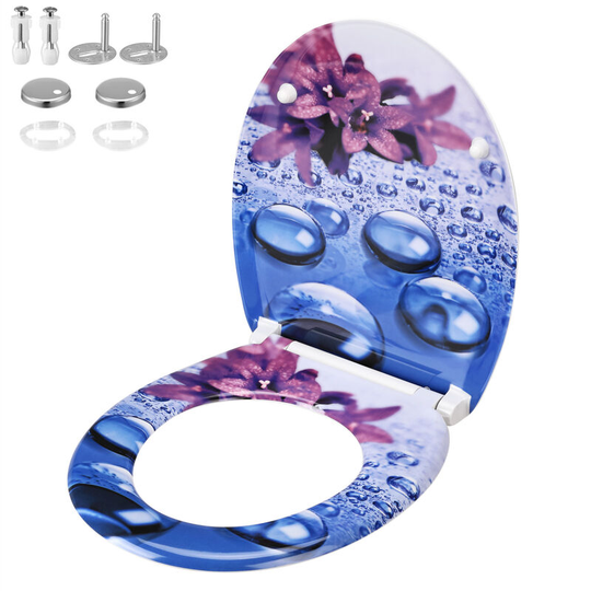 Soft Close Toilet Seat Duroplastic Quick Release for Easy Clean Antibacterial Bathroom Toilet Lid Different Designs Universal Modern Durable Tropfen