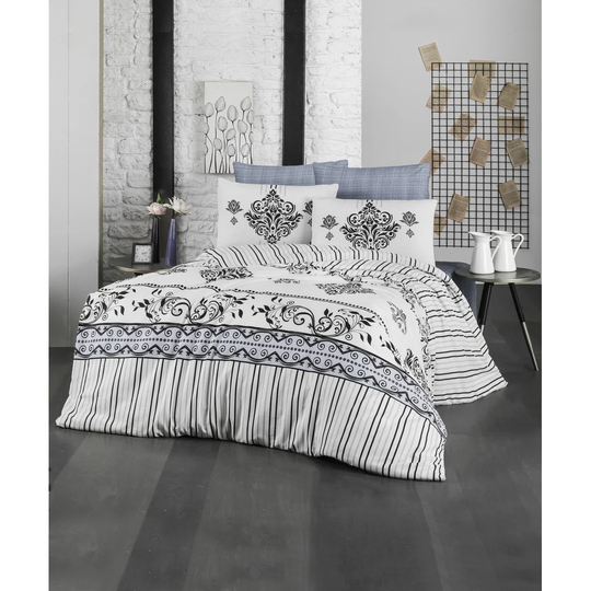 Kyson White/Black/Grey 127 TC Modern & Contemporary 3 Piece Duvet Cover Set