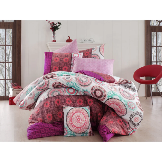 Riesel White/Pink/Red Duvet Cover Set