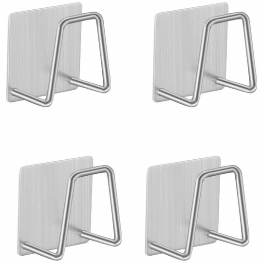 Perleraregb - 4pcs Sticky Hook Without Drill Multifunctional Kitchen Kitchen Sink Holder Sponge Scraper Towel Holder Dish Brush