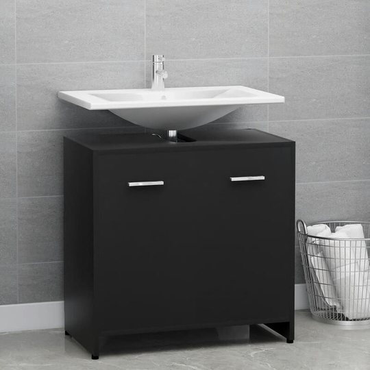 Asupermall - Bathroom Cabinet Black 60x33x58 cm Chipboard