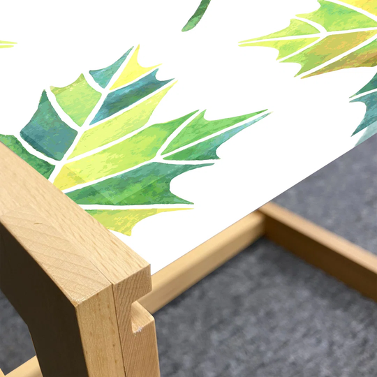 Autumn Coffee Table, Natural Colorful Season Maple Leafs Hand-Drawn On A Plain Background, Acrylic Glass Center Table With Wooden Frame For Offices Do