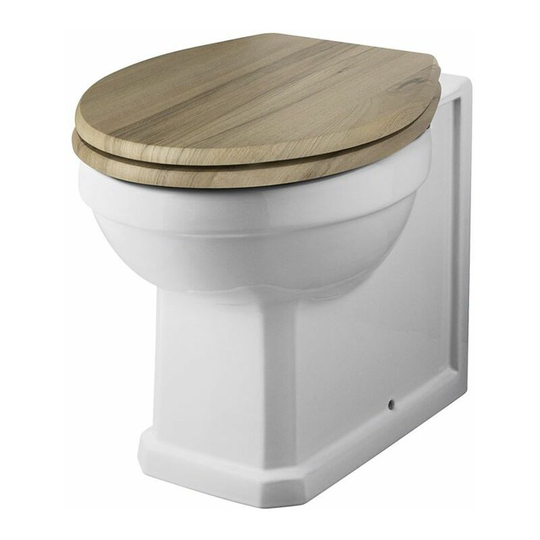 Milano - Richmond - White Ceramic Traditional Back to Wall Bathroom Toilet Pan wc and Warm Oak Effect Wooden Seat