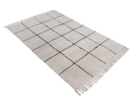 Cedartown Berber Des Handwoven Cotton Cream/Black Rug