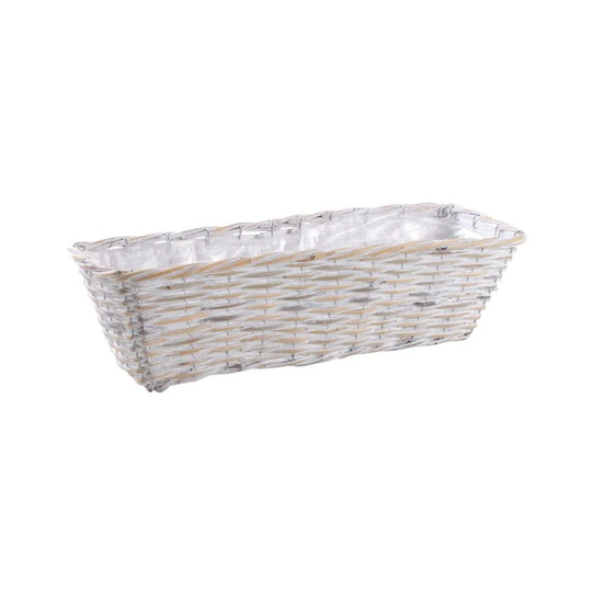 White Patina Rattan Planter