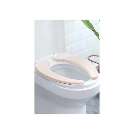 Washable Reusable Soft Non-Slip Plush Toilet Seat Cushion Bathroom Comfort Cushion Warm (Apricot Color)