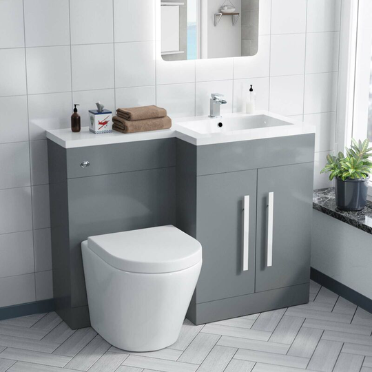 Neshome - Aric 1100mm rh Freestanding LightGrey Vanity with btw Rimless Toilet, wc & Basin