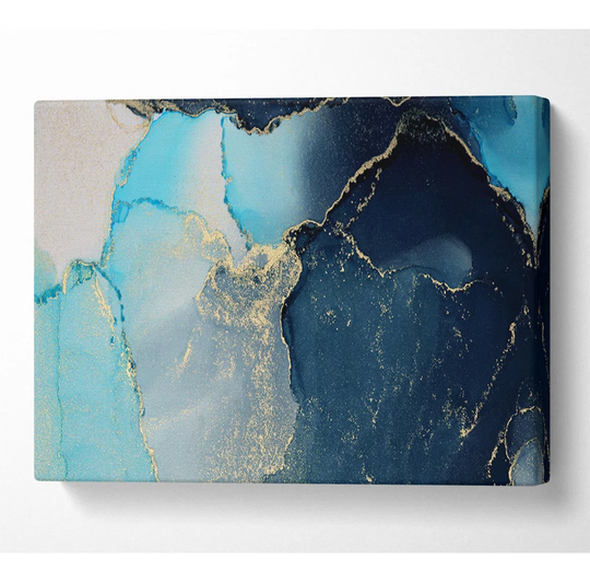 Gold Glitter Aqua - Wrapped Canvas Graphic Art