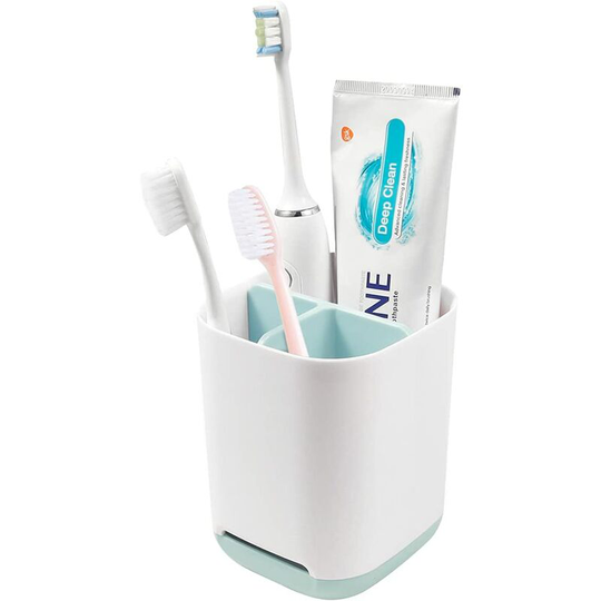 Ilovemilan - Removable Bathroom Toothbrush Holder 3 Toothpaste Slots Easy Clean with Drain Hole and Non-Slip Base