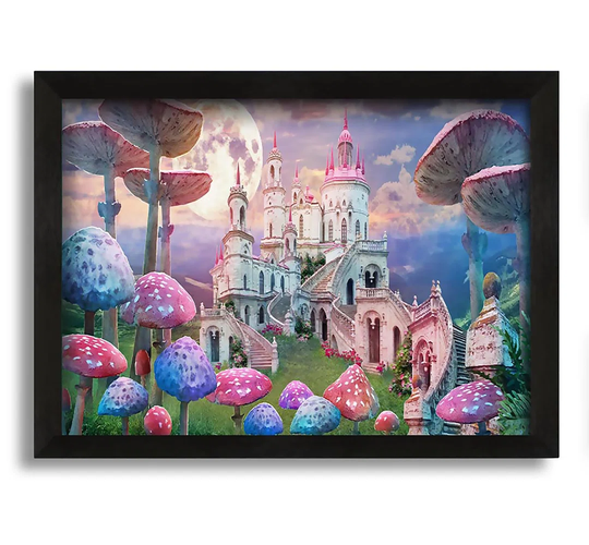 Huge Tall Mushrooms - Picture Frame Painting on Canvas