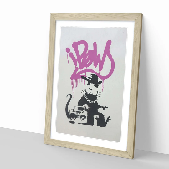 'Gangsta Rat Wall Graffiti' by Banksy Framed Painting Print