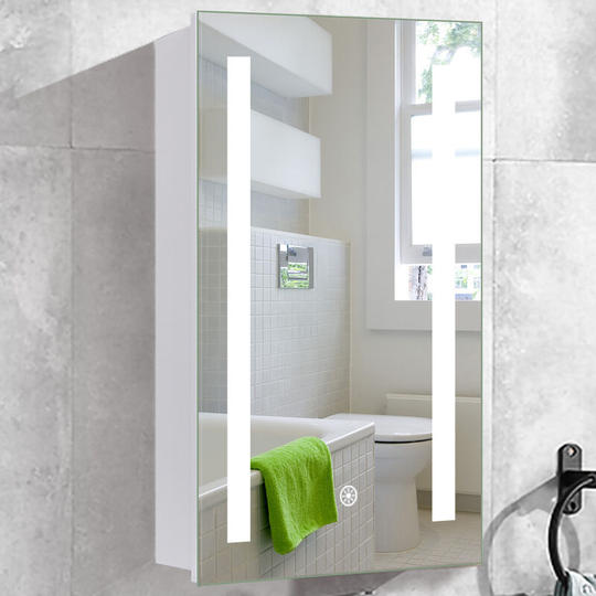 Livingandhome Anti-fog Wall Mounted Mirror Cabinet LED Illuminated Touch Control Switch with Shaver Socket, 450x600MM